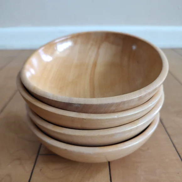 Japanese Mid Century Natural Wood Serving Bowl Set - Picture 1 of 11